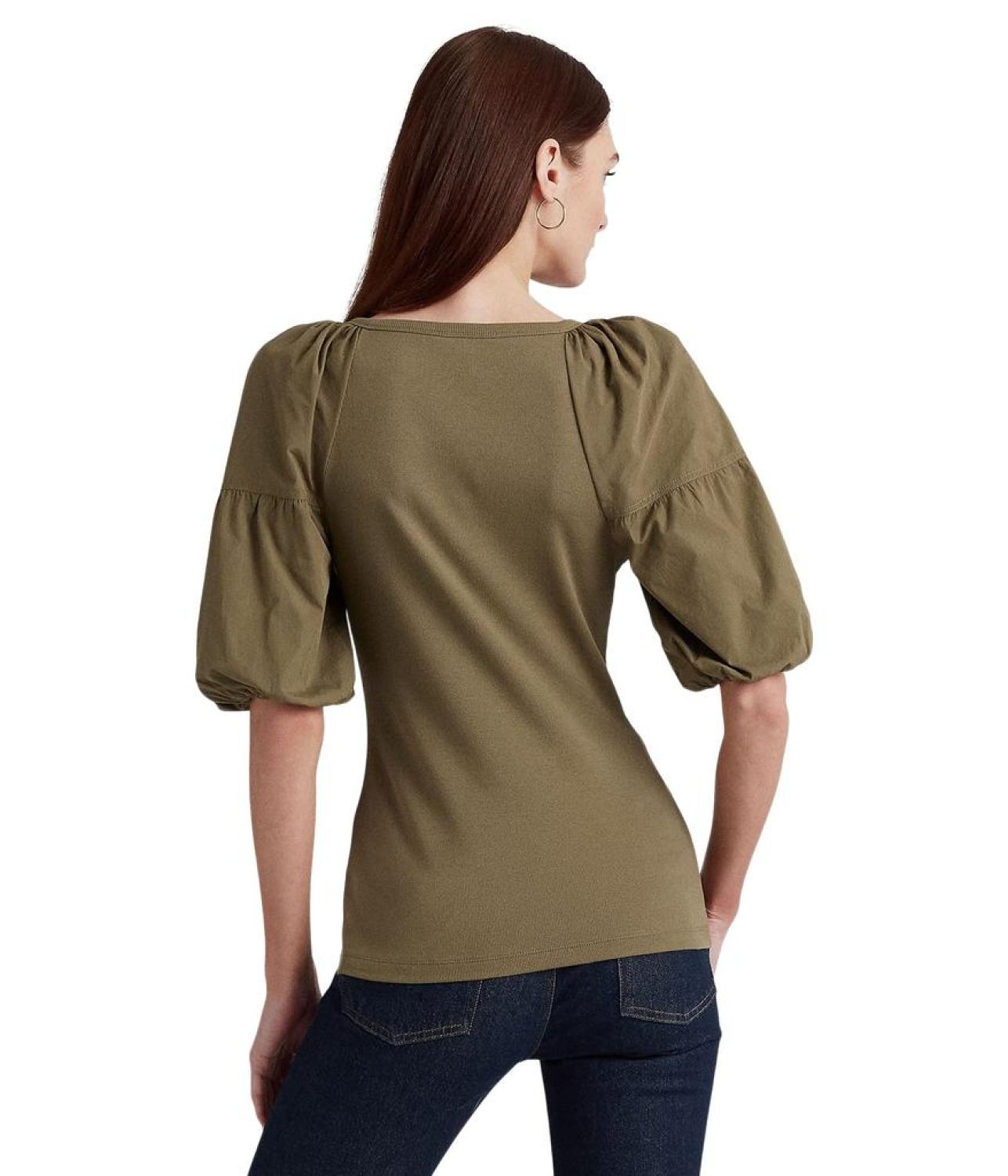 Stretch Cotton Puff-Sleeve Tee
