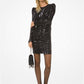 Sequined Puff-Shoulder Mini Dress