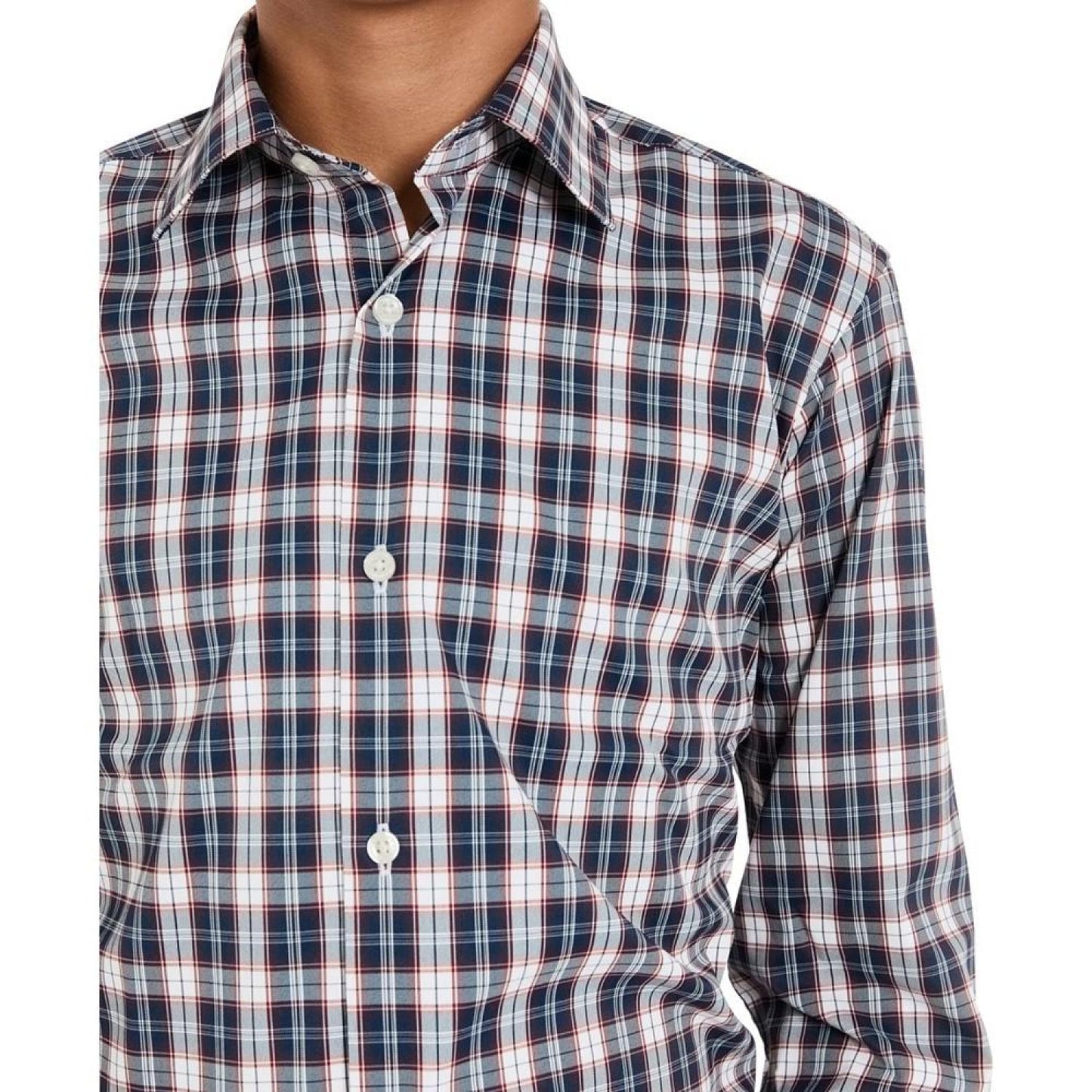 Big Boys Silver Classic Plaid Dress Shirt
