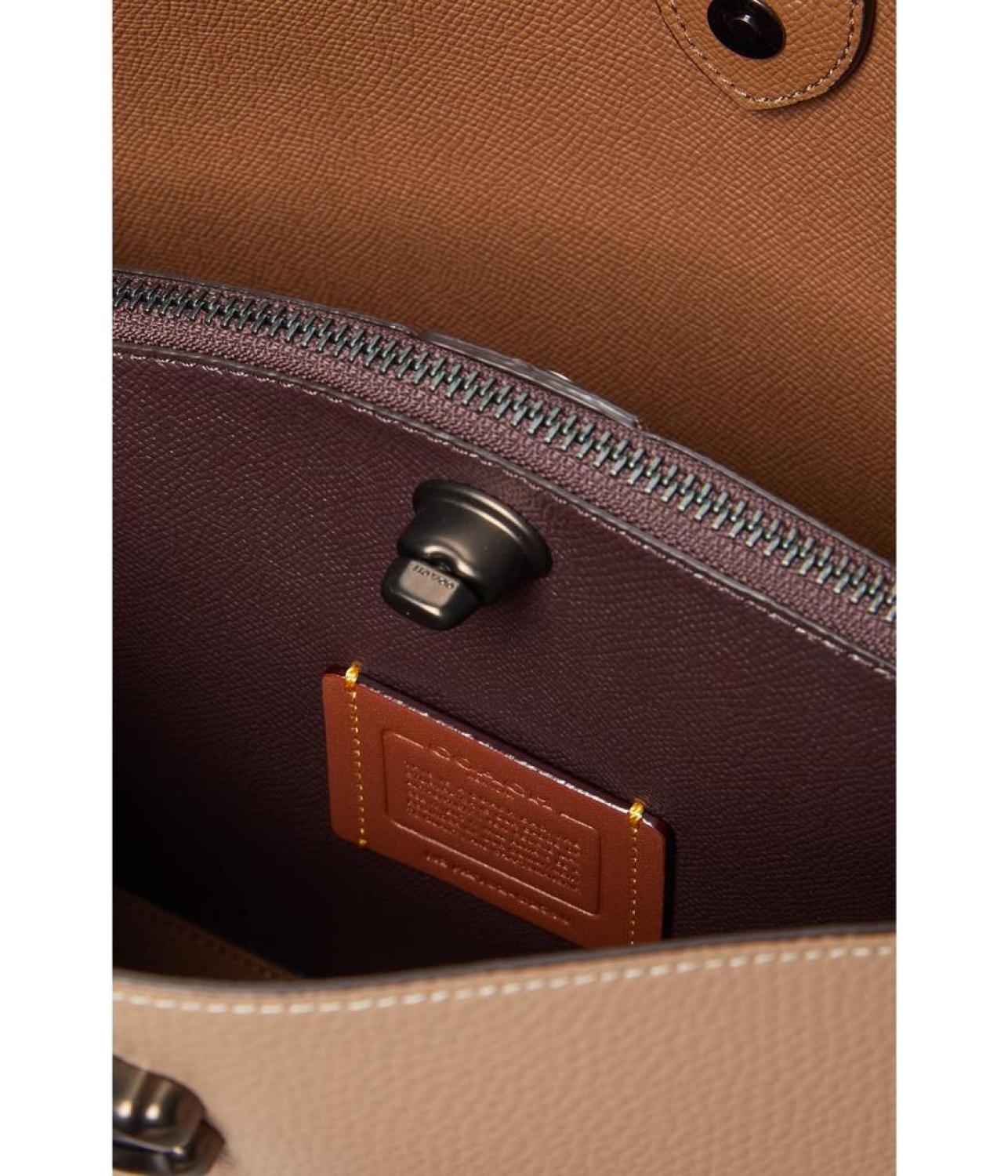 Color-Block Leather Willow Shoulder Bag