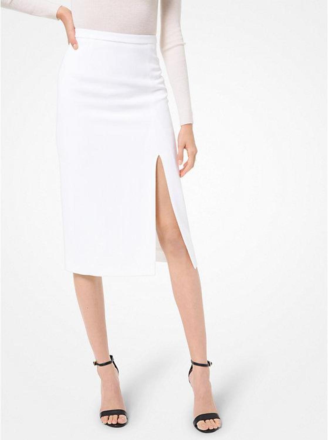 Double Crepe Sablé Slit Pencil Skirt