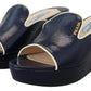Prada Royal Wedges Sandals Slip On Leather Women's Shoes