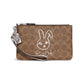 Bunny Graphic Coated Canvas Signature Small Wristlet
