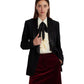Satin-Trim Crepe Blazer