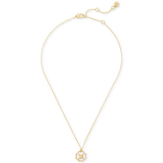 Gold-Tone Heritage Bloom Mother-of-Pearl Pendant Necklace, 16" + 3" extender