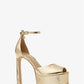 Martina Metallic Snake Embossed Leather Peep-Toe Platform Pump