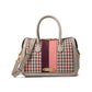 Gramercy Racing Stripe Plaid Twill Fabric Medium Satchel