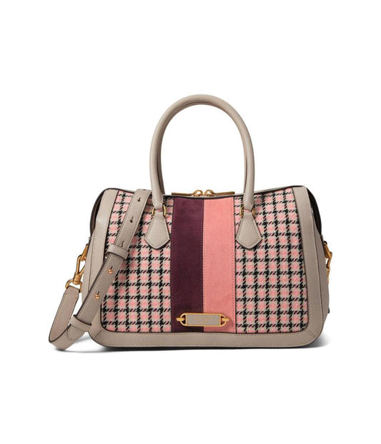 Gramercy Racing Stripe Plaid Twill Fabric Medium Satchel