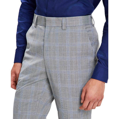 Men's Modern-Fit Plaid Wool Suit Trousers