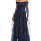 Marchesa Notte Glitter Cape Gown