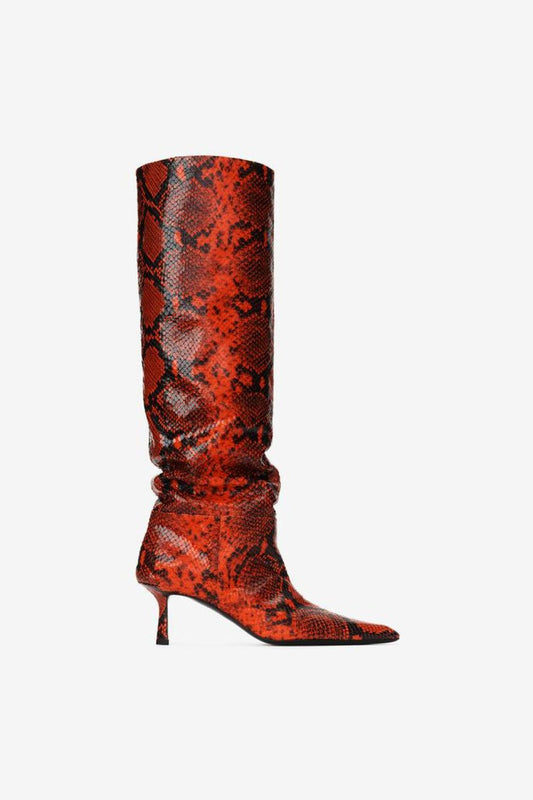 Viola Slouch Boot In Embossed Leather