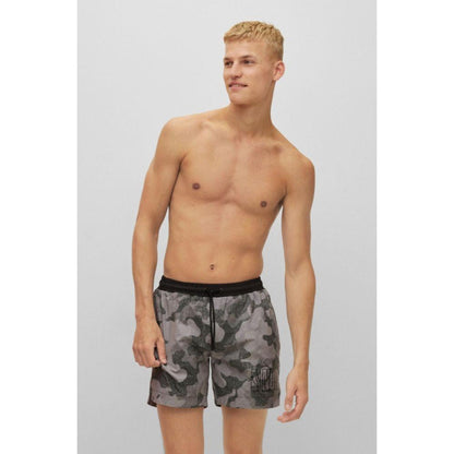 BOSS & NBA quick-drying swim shorts in camouflage-print recycled fabric