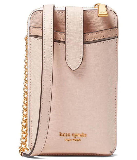 Morgan Color-Blocked Saffiano Leather North/South Phone Crossbody