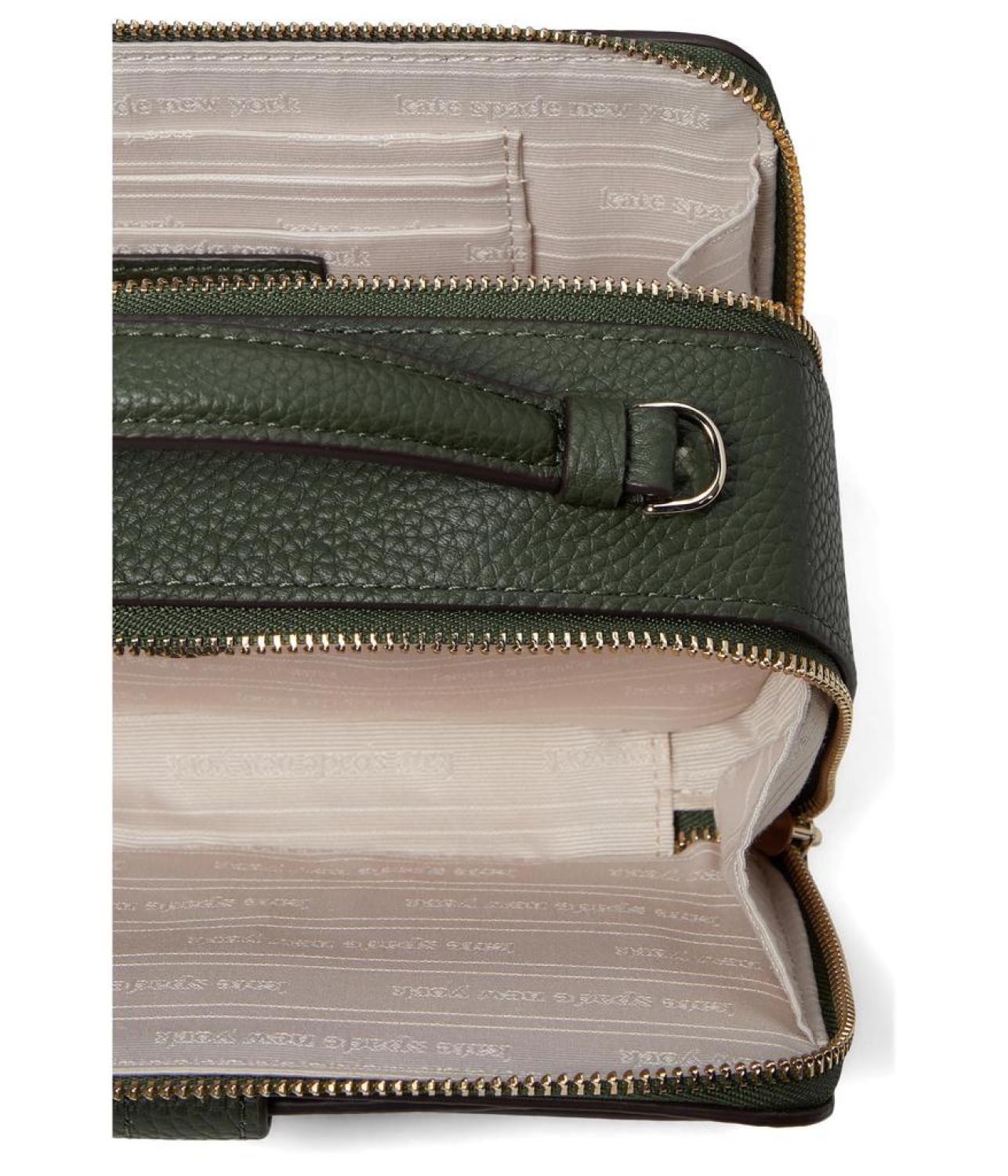 New Core Pebble Pebbled Leather Double Zip Crossbody