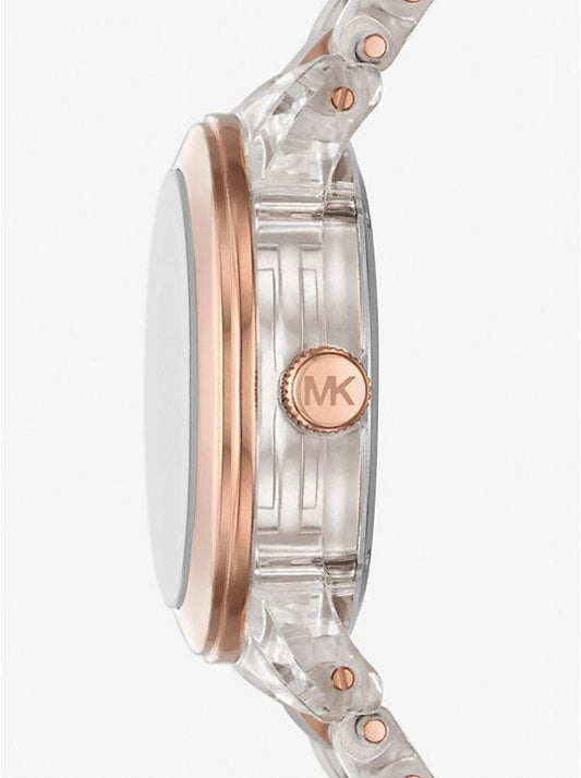 Runway Pavé Rose Gold-Tone and Acetate Watch