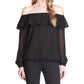 Petite Clip Chiffon Off Shoulder Top