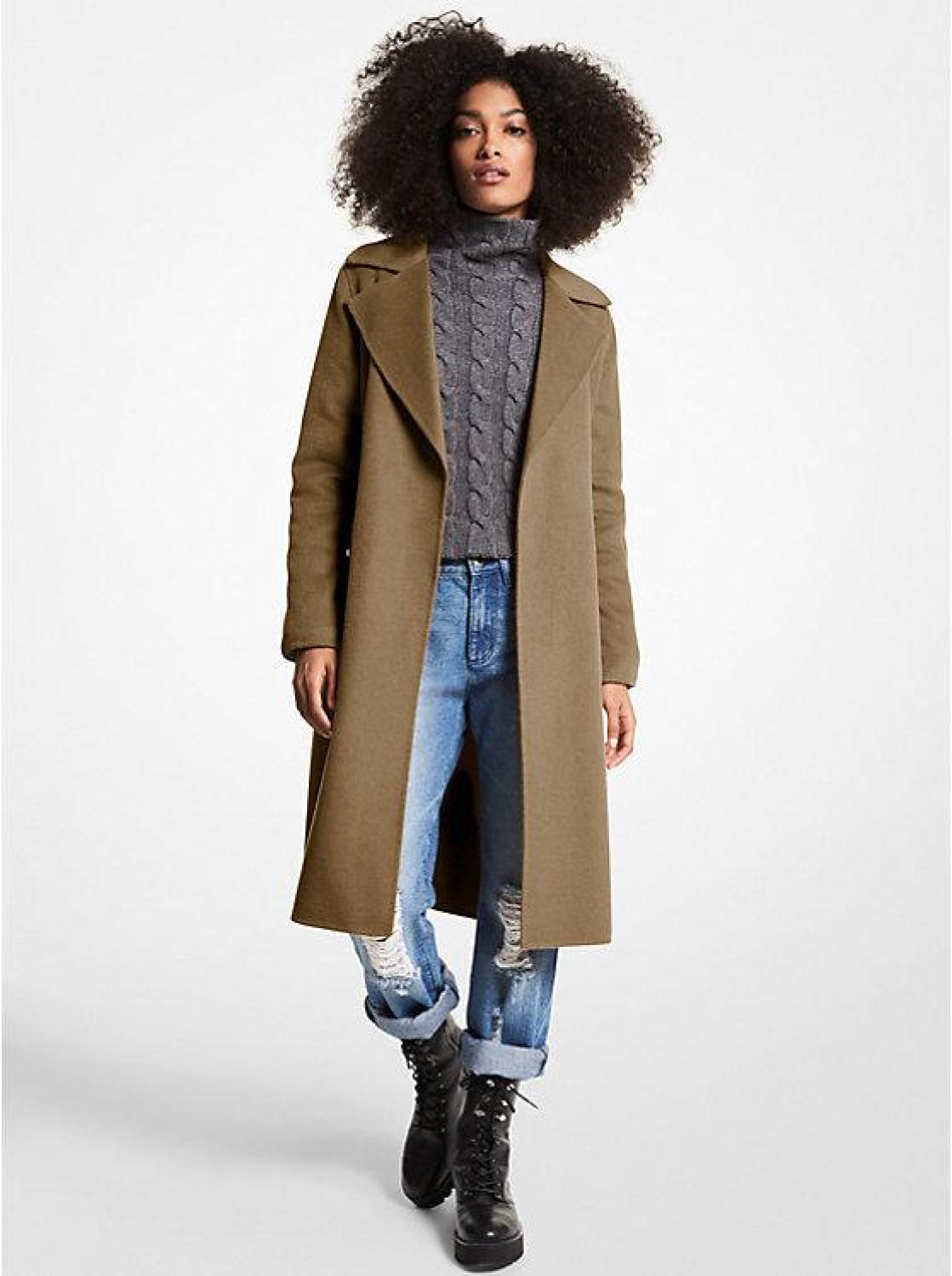 Wool Blend Wrap Coat