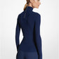Ribbed Stretch Viscose Turtleneck Sweater