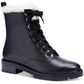 Jemma Womens Leather Faux Fur Trim Ankle Boots