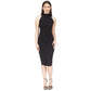 Women's Ruched Mock-Neck Sleeveless Midi Dress