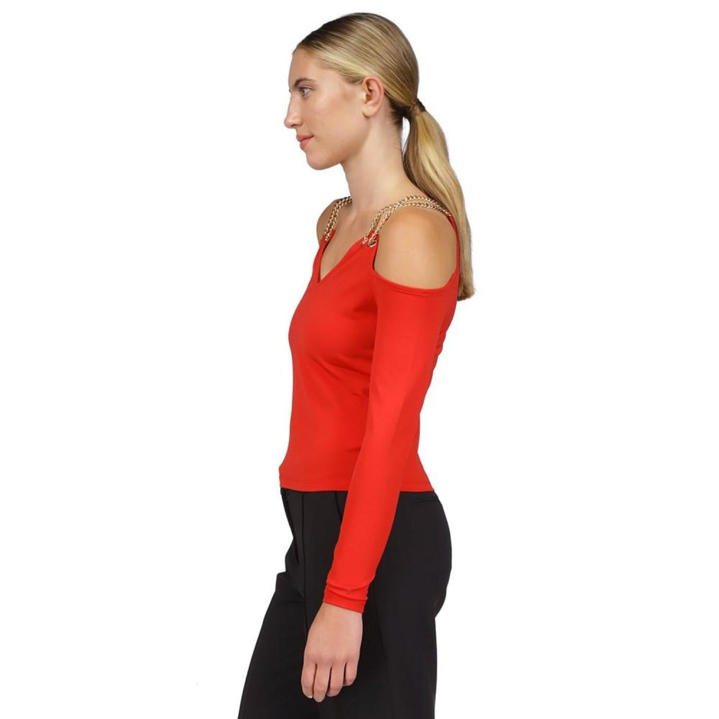 Women's Chain Cold-Shoulder Top, Regular & Petite