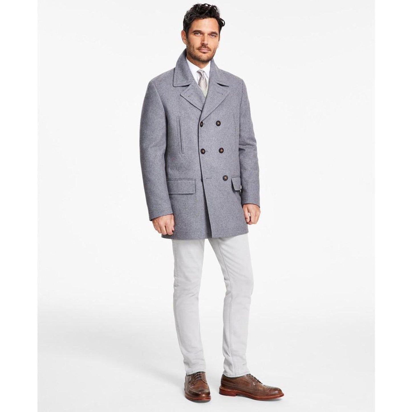 Men's Classic Fit Double-Breasted Wool Blend Peacoats