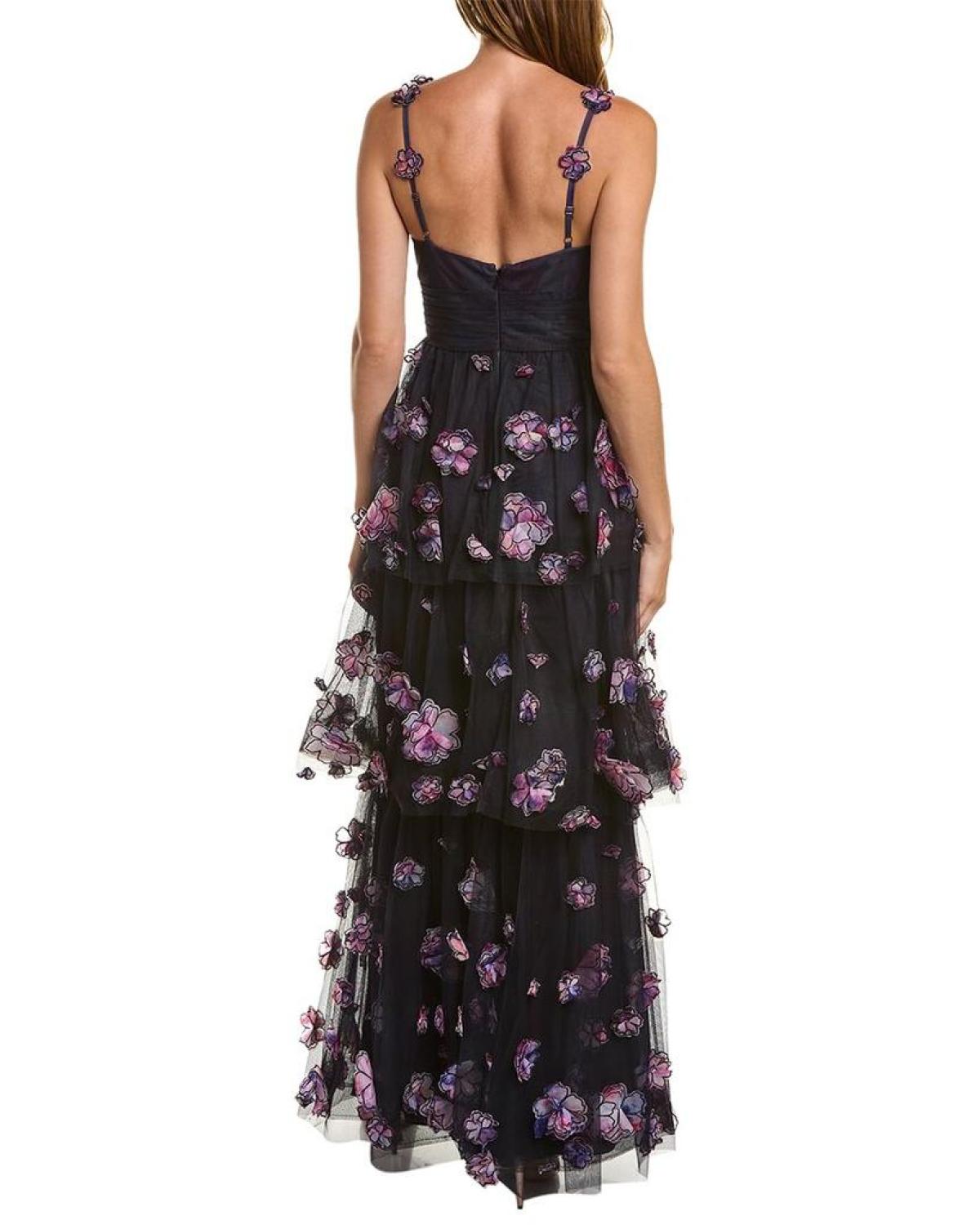 Marchesa Notte Sleeveless Printed Gown
