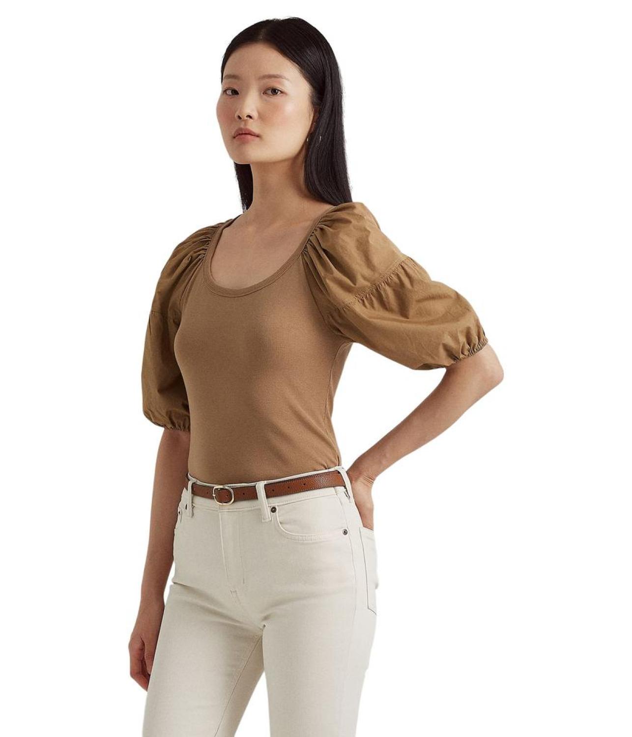 Stretch Cotton Puff-Sleeve Tee