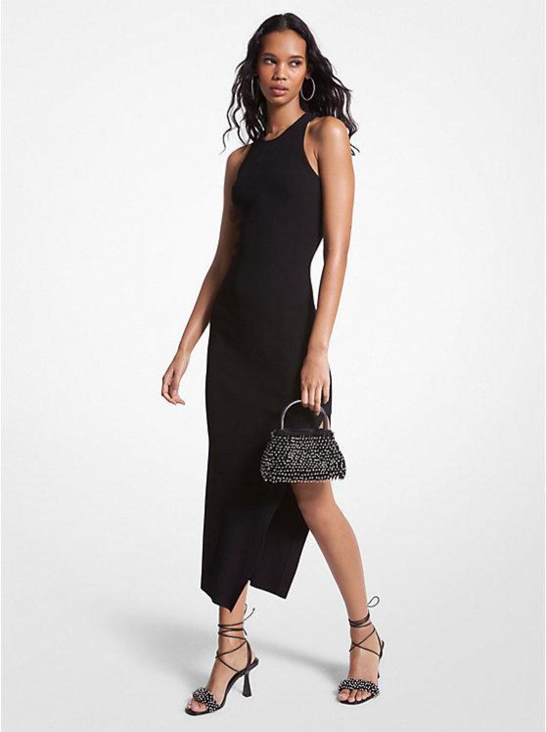 ribbed stretch knit tank dress Tencel Rib Knit Tank Midi Dress in Carbon Grey