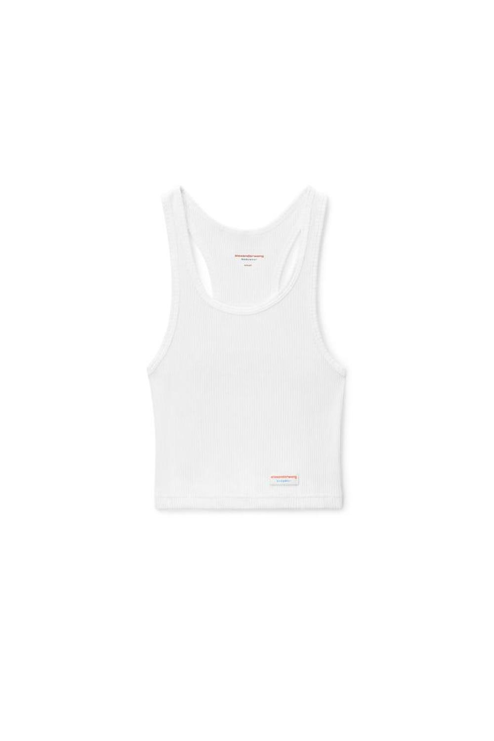 Cropped Short Sleeve Tee In Ribbed Jersey