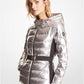 Belted Metallic Puffer Jacket