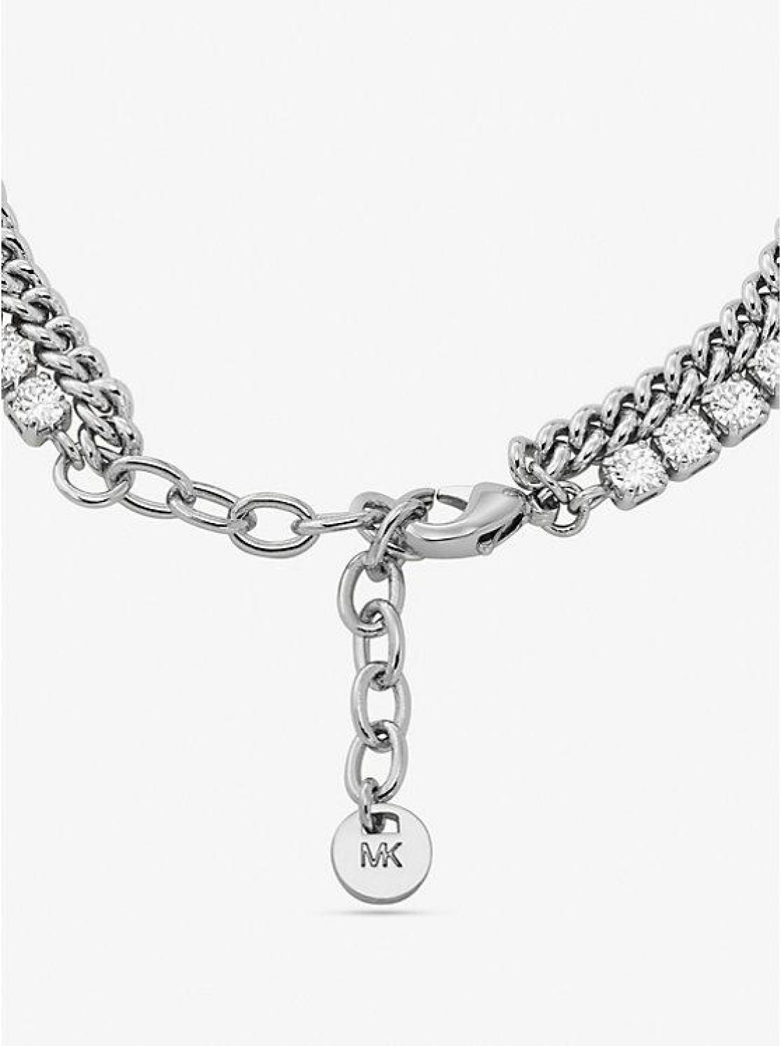 Precious Metal-Plated Brass Double Chain Tennis Bracelet