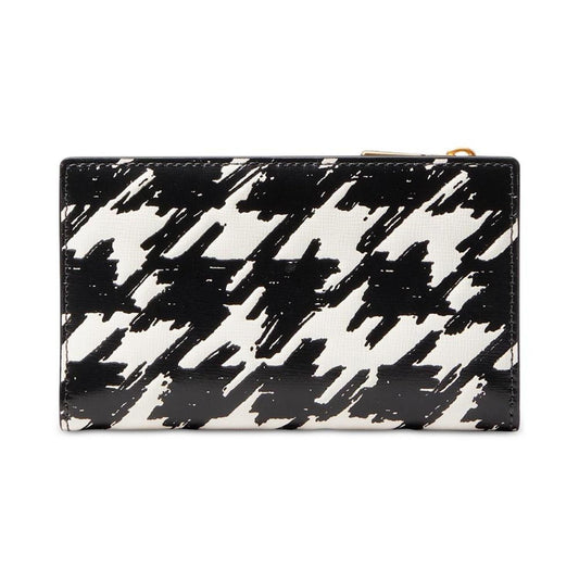 Morgan Painterly Houndstooth Embossed Saffiano Leather Small Slim Bifold Wallet