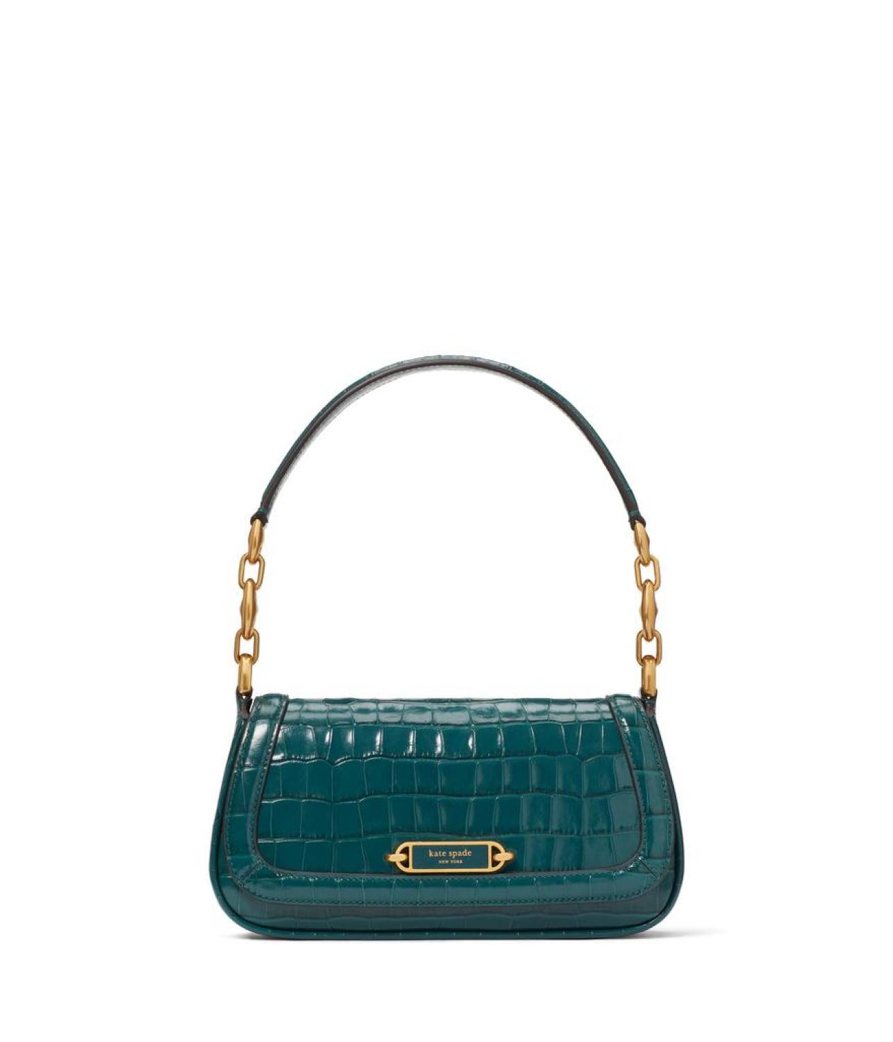 Gramercy Croc Embossed Leather Small Flap Shoulder Bag