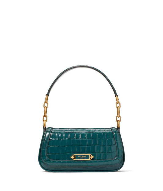 Gramercy Croc Embossed Leather Small Flap Shoulder Bag