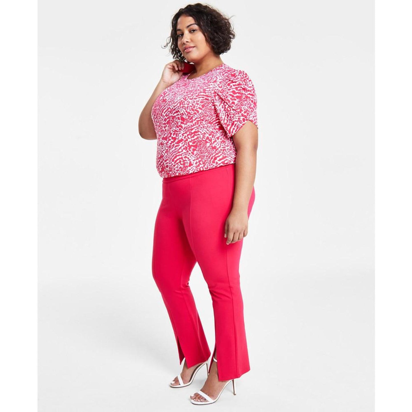 Plus Size Split-Hem Legging Pants