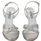 Prada Leather Sandals Ankle Strap Heels Women's Stiletto