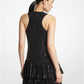 Pinstripe Sequined Georgette Halter Dress