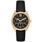 Women's Janelle Multifunction Black Leather Strap Watch 36mm