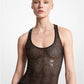 Hand-Embroidered Sequin Stretch Tulle Bodysuit