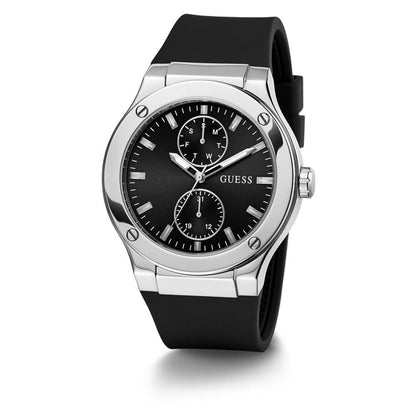 Men's Multi-Function Black Silicone Watch 45mm