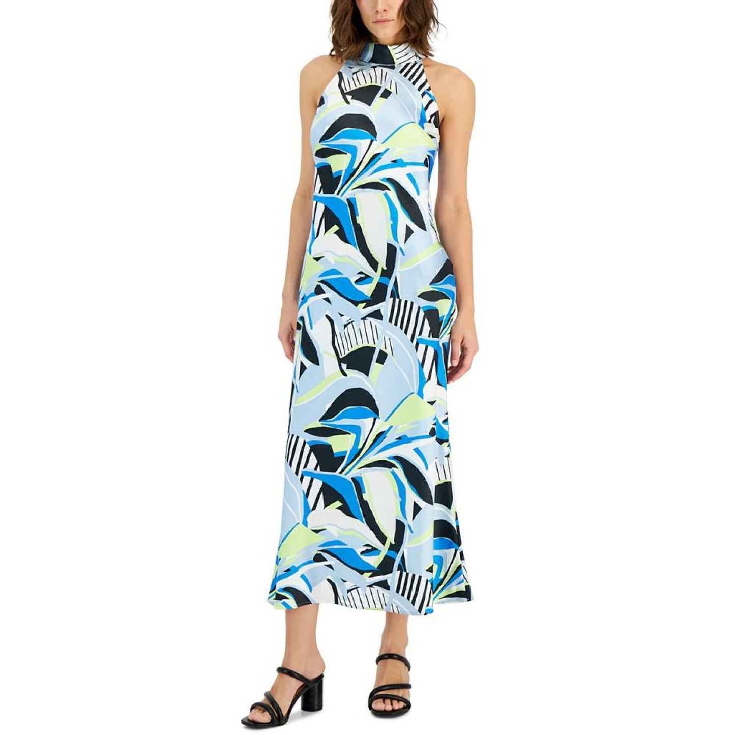 Women's Halter-Style Printed Sleeveless Midi Dress