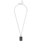Black Signature Motif Leather Tag Pendant Necklace