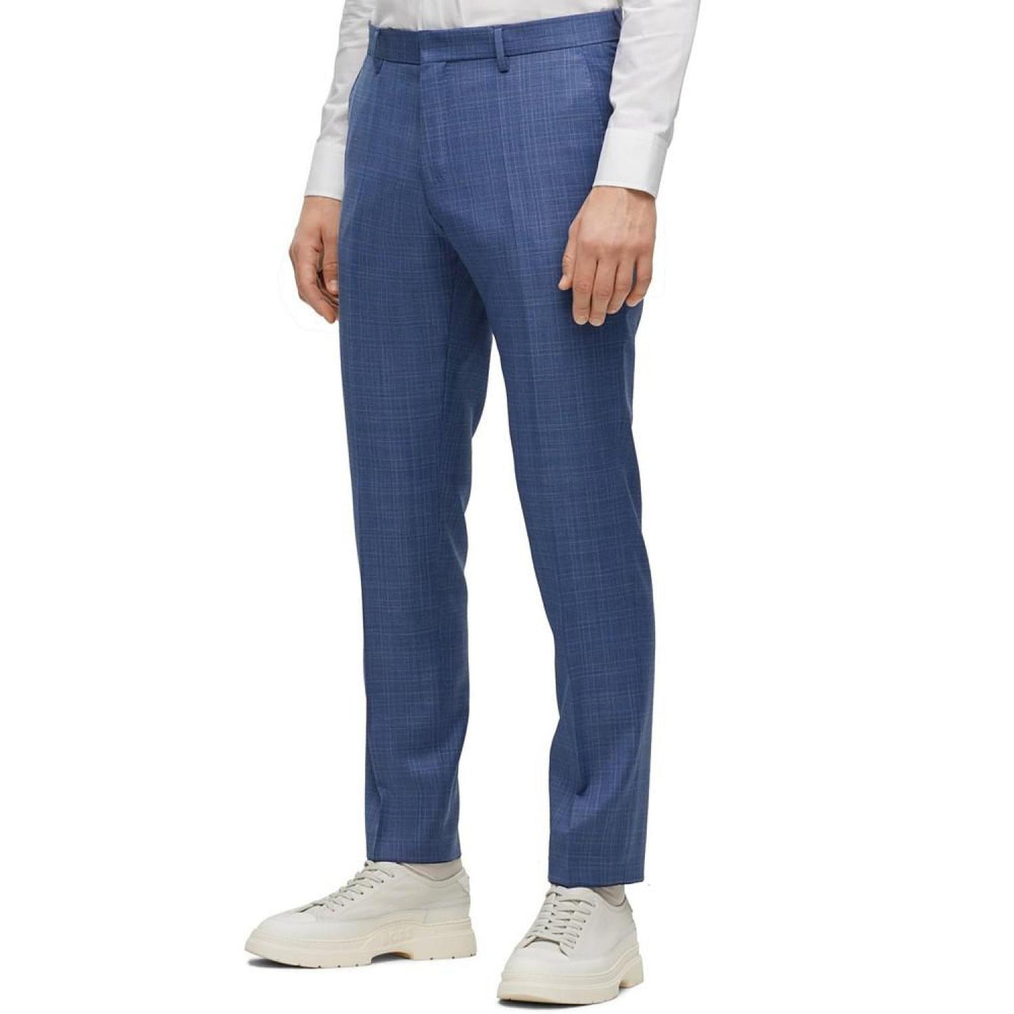 Men's Slim-Fit Checked Wool Serge Suit, 2 Piece Set