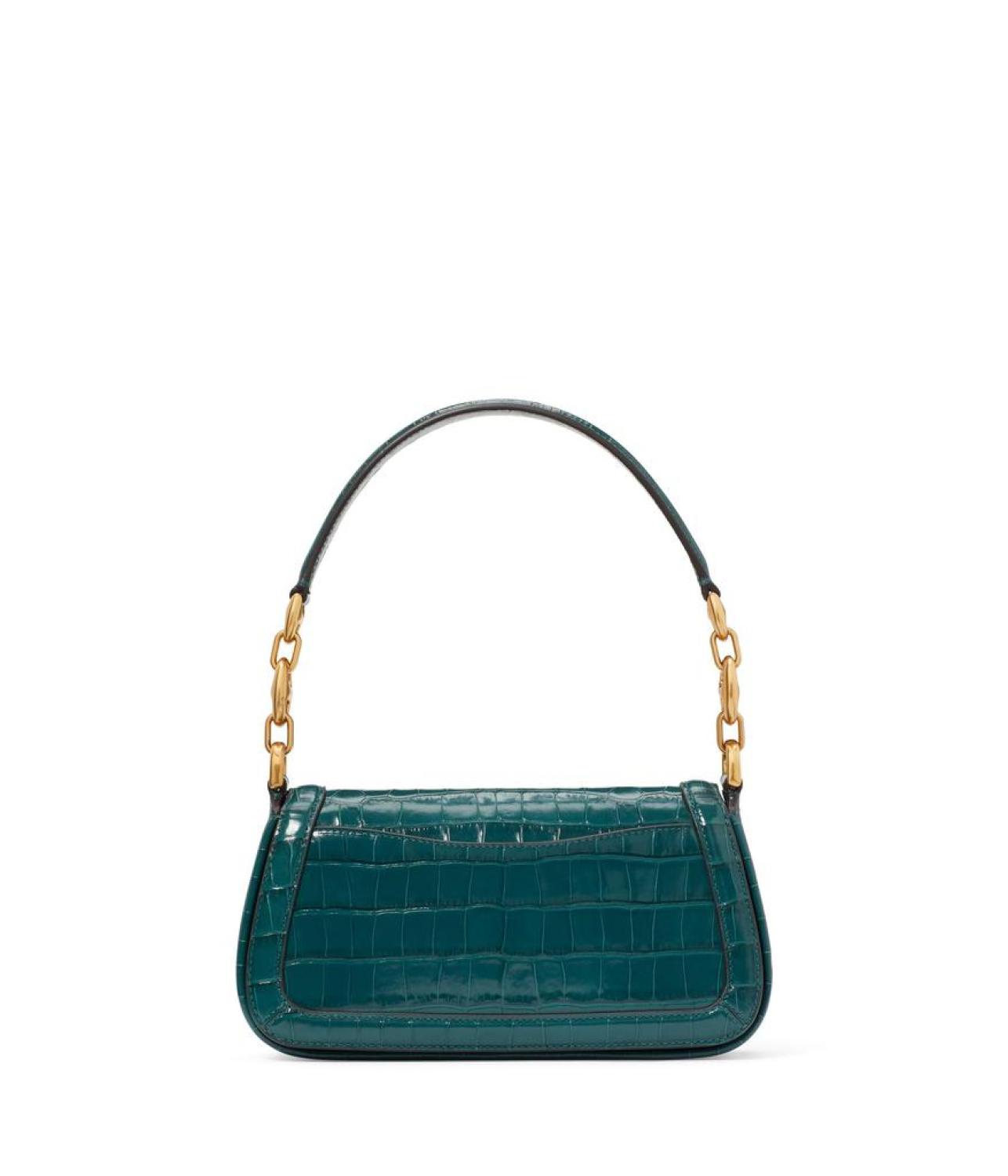 Gramercy Croc Embossed Leather Small Flap Shoulder Bag