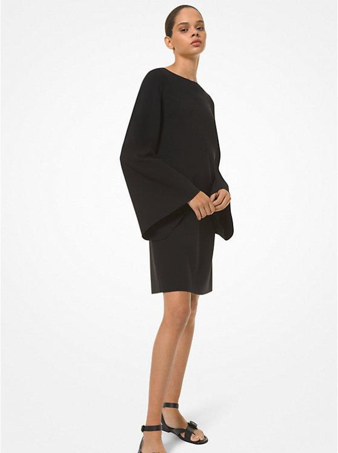 Stretch Wool Kimono Sleeve Shift Dress