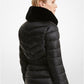 Faux Fur Trim Quilted Nylon Packable Puffer Jacket