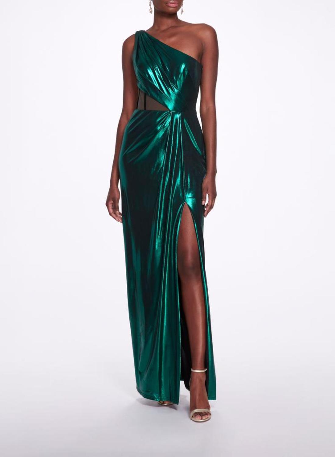 Side Cut-Out Foiled Gown