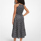 Empire Logo Print Woven Belted Dress