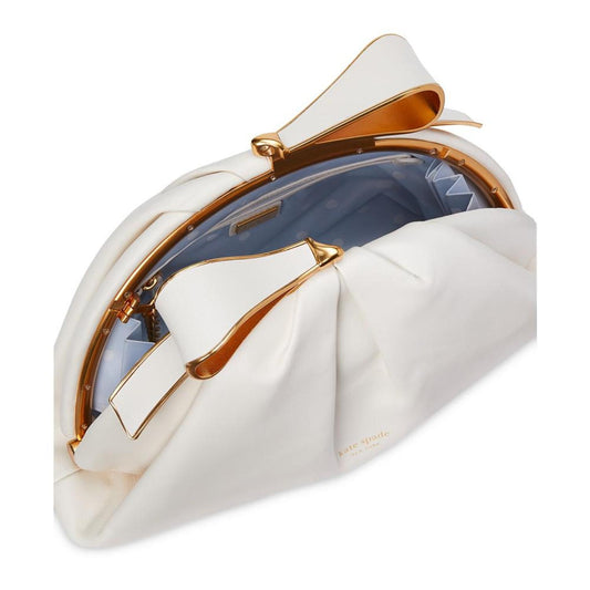 Medium Bridal Pearlized Leather Bow Frame Clutch